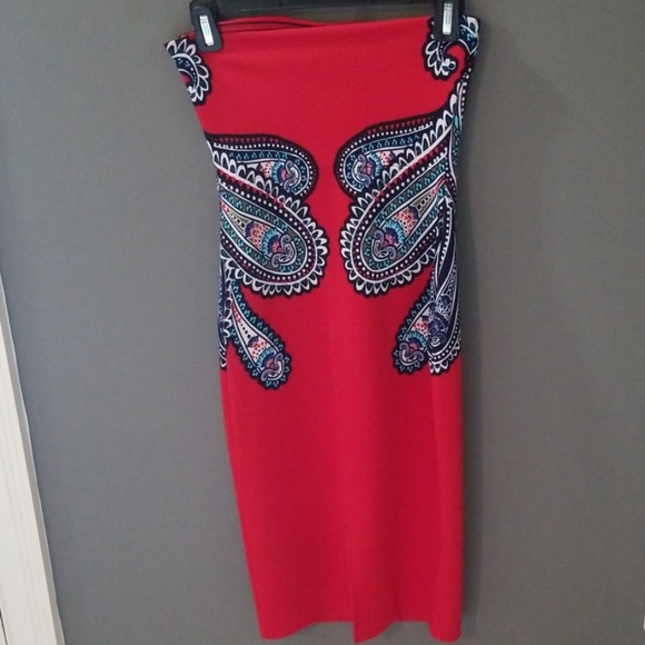 Express red midi dress with paisley design size 0 - Picture 2 of 2